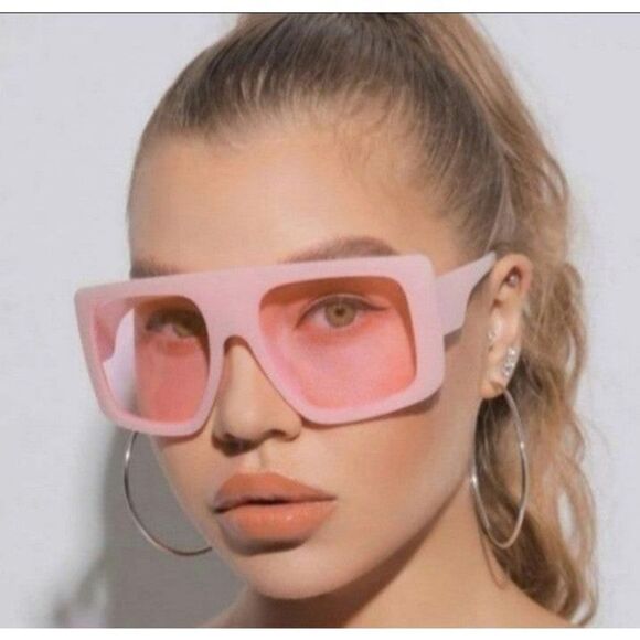 Ladies Pink Oversized Sunglasses main image 4